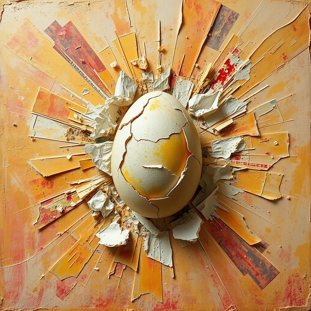 Vibrant Easter Egg Fragment in Surreal Summer Landscape