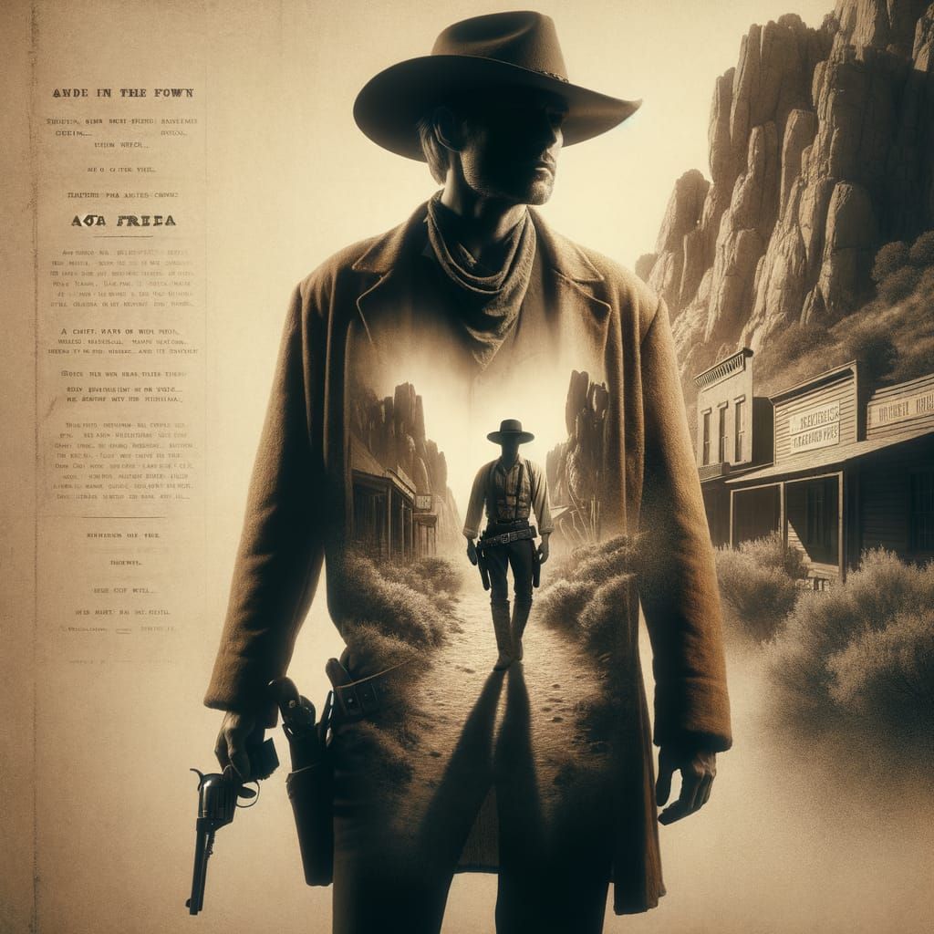 Western Ranger Double Exposure Oil Painting