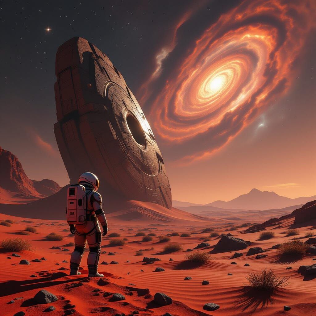 Astronaut Discovers Ancient Alien Artifact on Crimson Planet