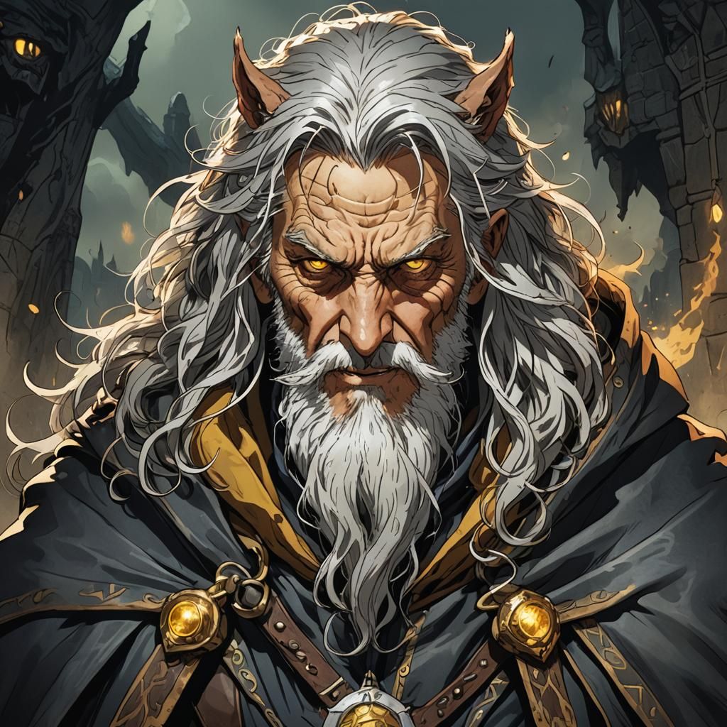 Old Werecat Shifter in Anime Style