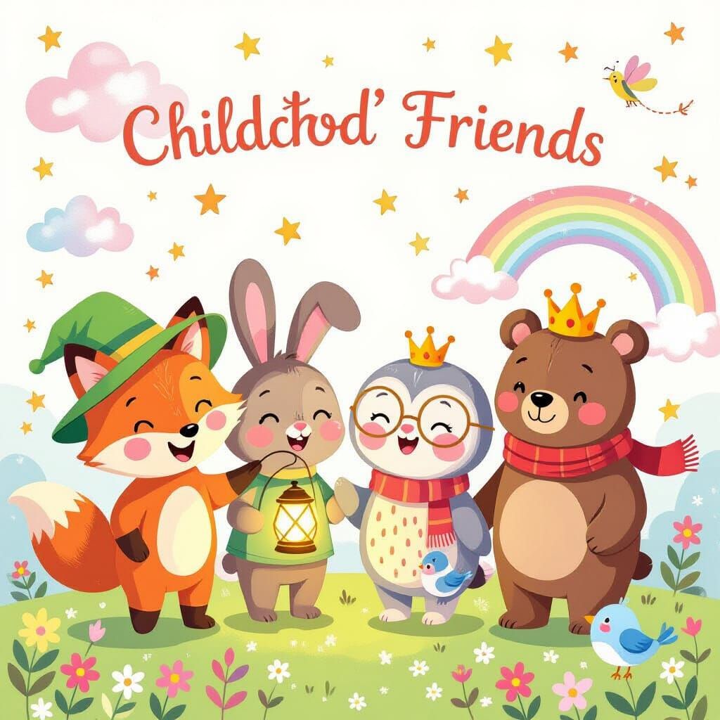 Whimsical Storybook Friends: Fox, Bunny, Owl, Bear, Bluebird