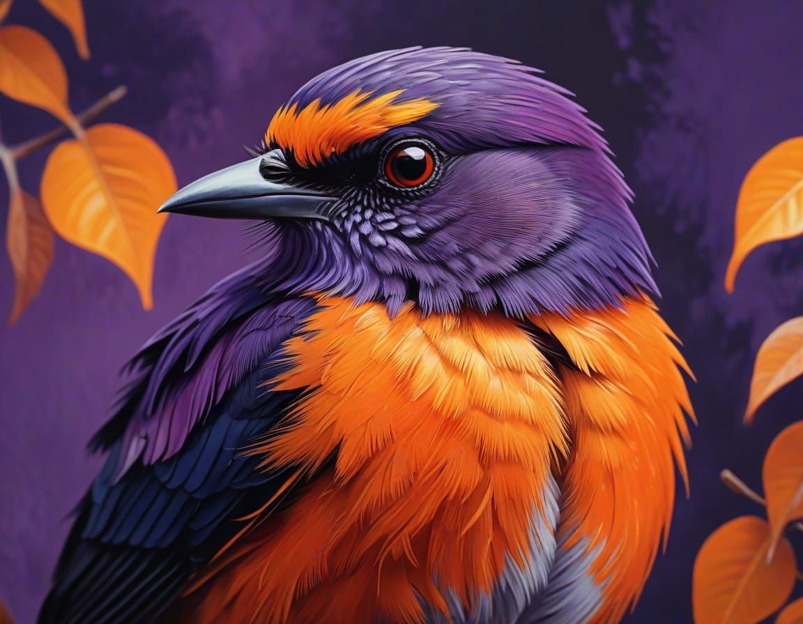 Majestic Bird in Gouache and Watercolor Style