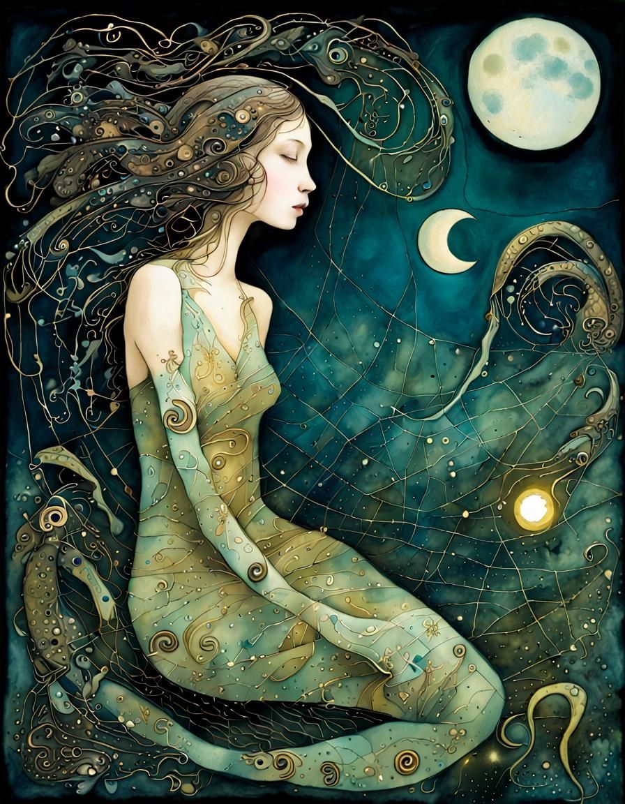 Abstract Woman Portrait with Geometric Elements