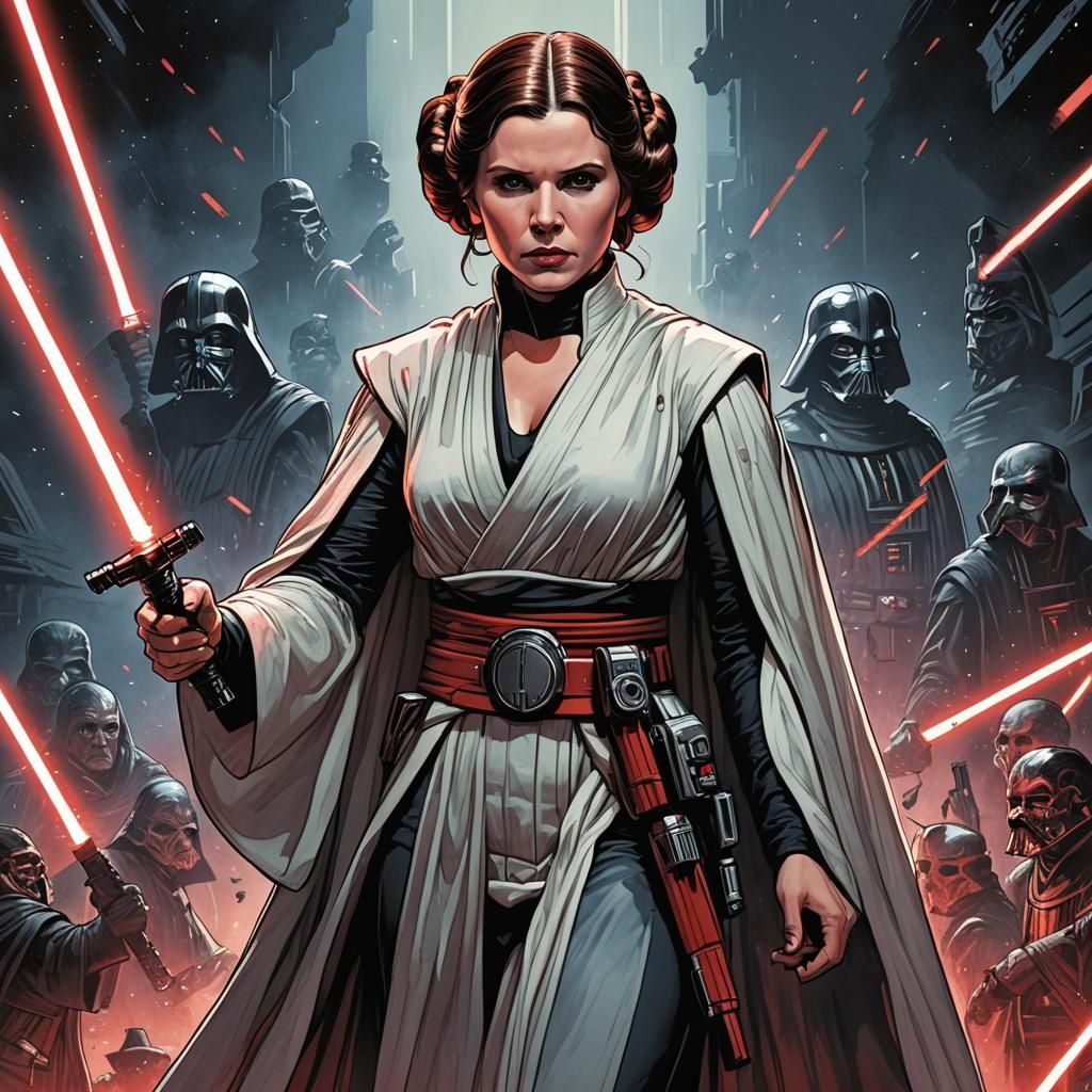 Leia Organa as Sith Lord with Lightsaber