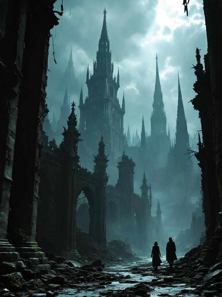 Ruined Cityscape with Mystical Lighting