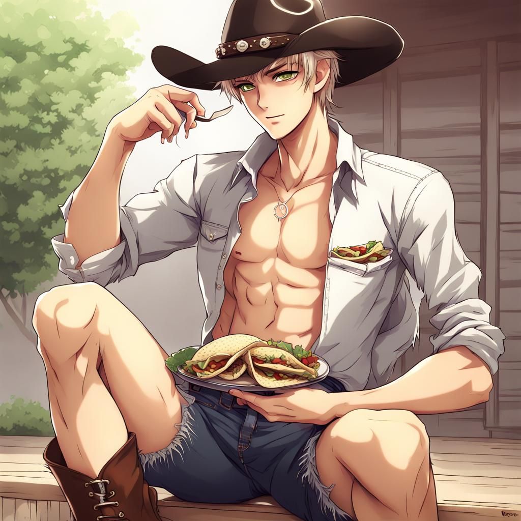 Anime Cowboy with Tacos