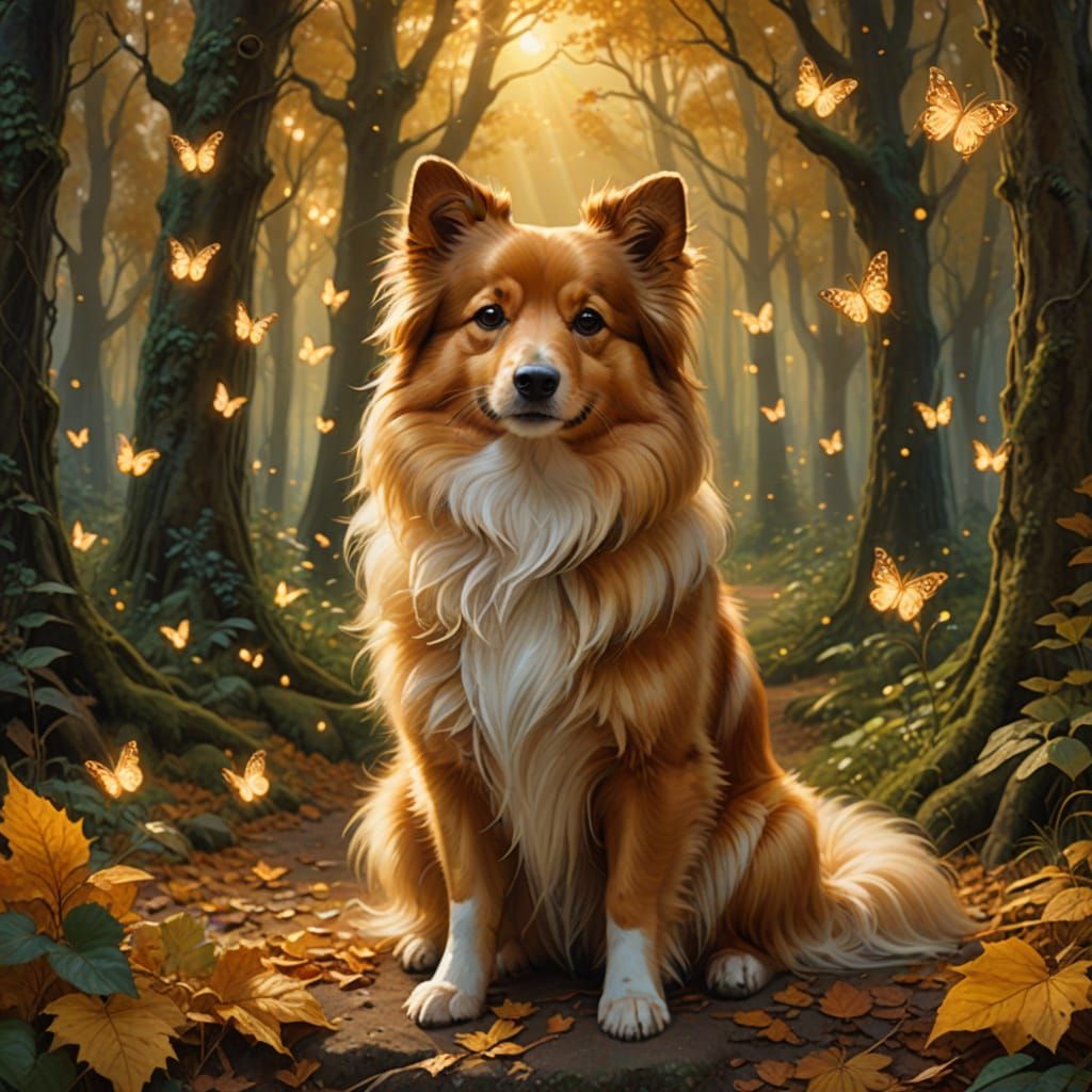 Enchanting Autumn Forest Dog in Fairy Costume