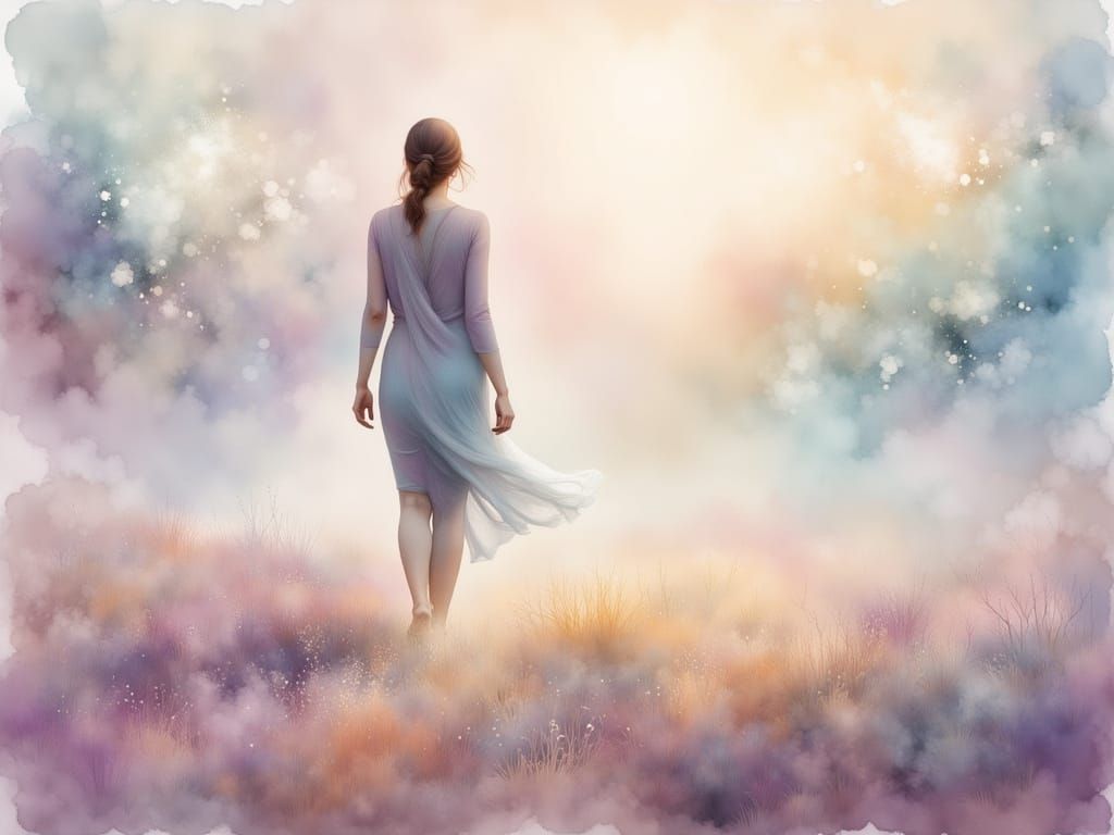 Ethereal Figure in Glowing Morning Mist