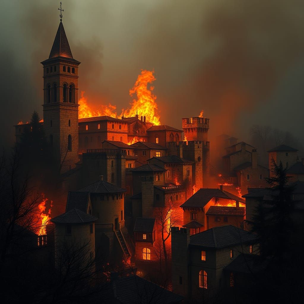 Inferno: Medieval City Consumed by Wildfire