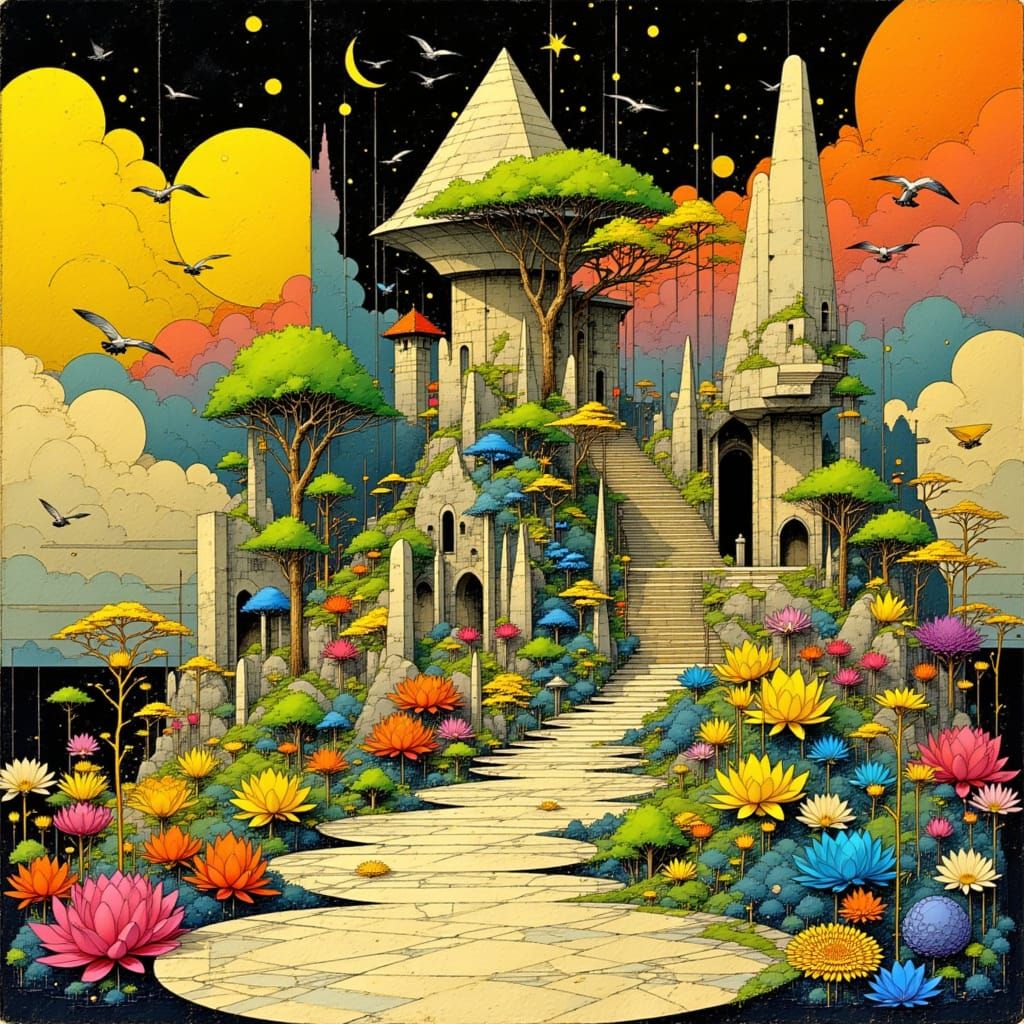 Surreal Impossible Geometry in Graphic Style