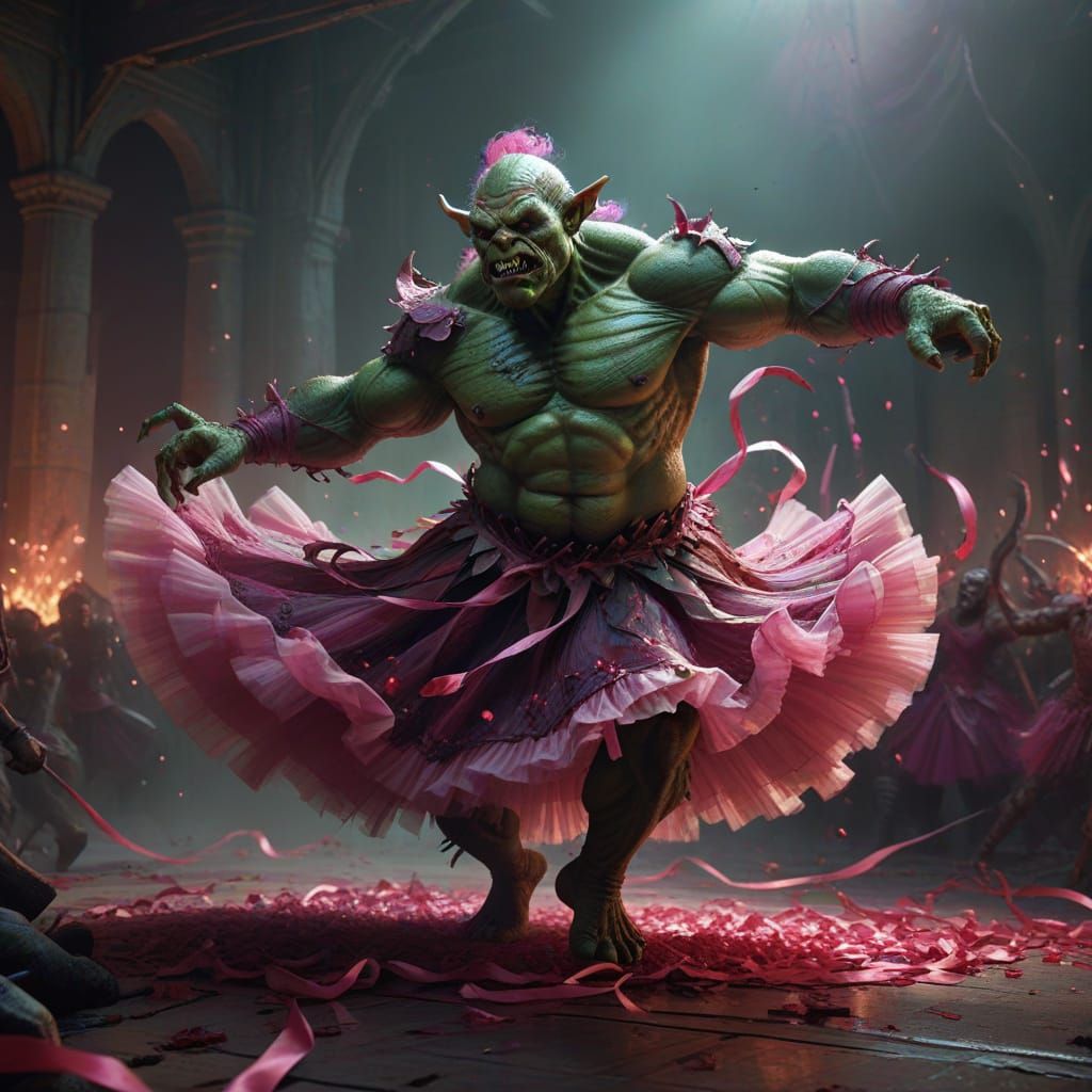 Ogre Ballerina in Dungeons and Dragons Illustration