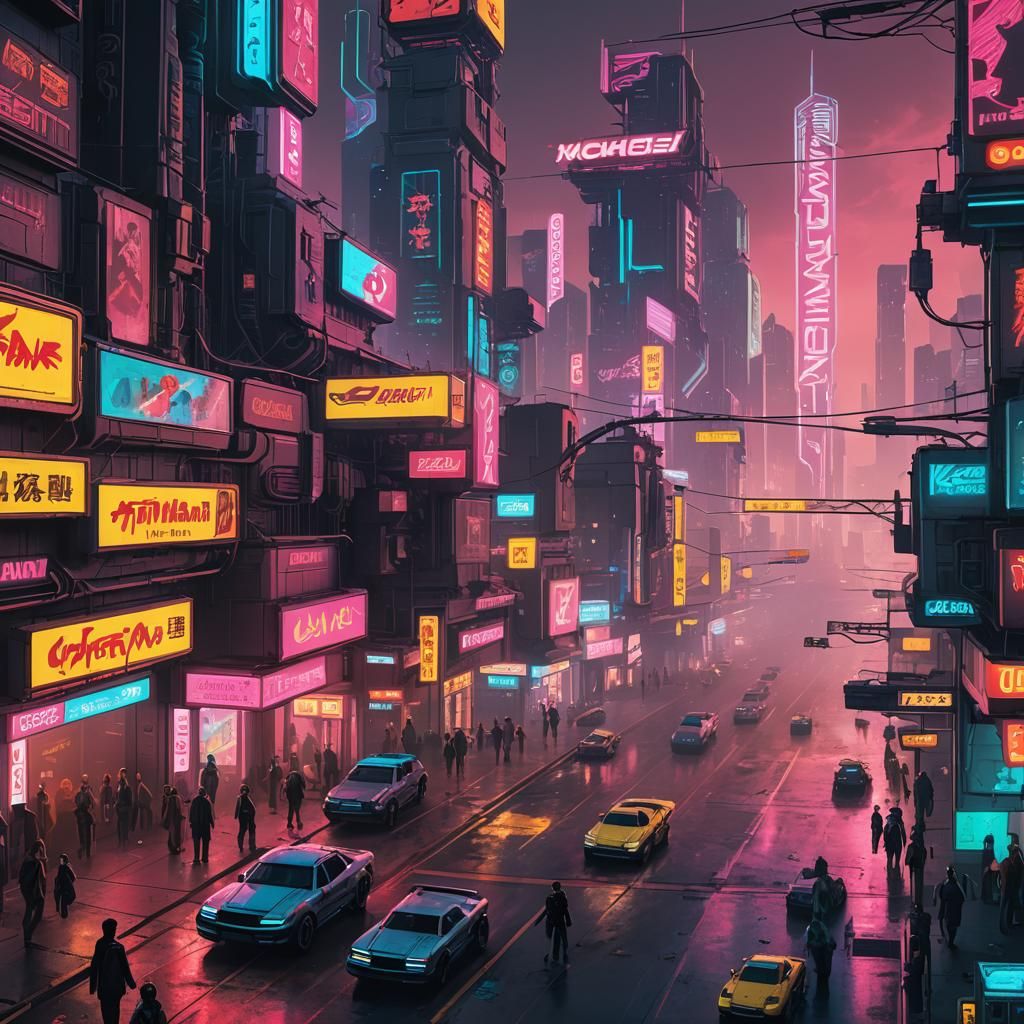 Walt Disney in Cyberpunk 2099 Neon Style