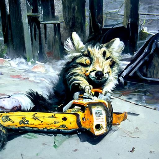 Furry Character's Demise: Oil Painting