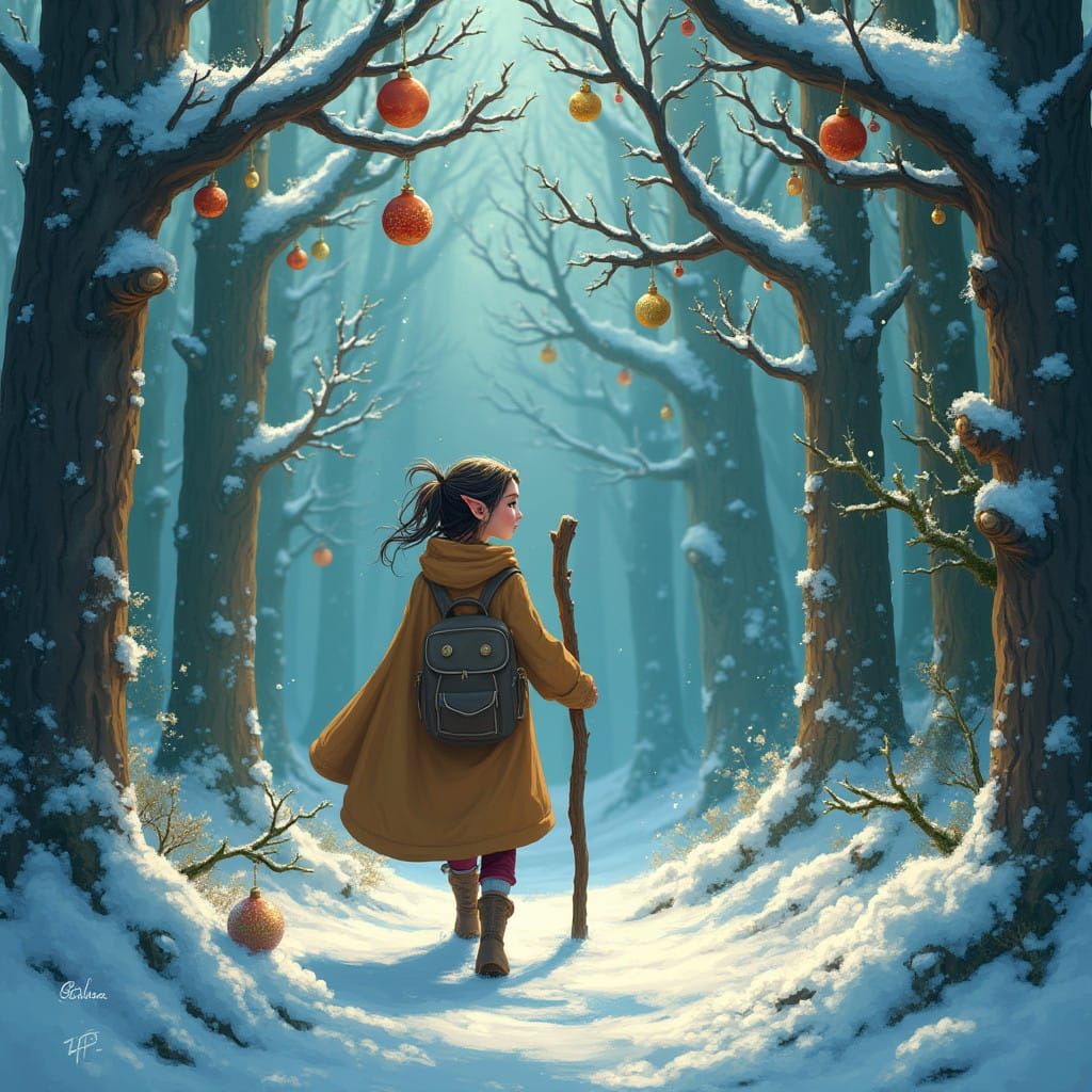 Whimsical Christmas Forest in Fantasy Style