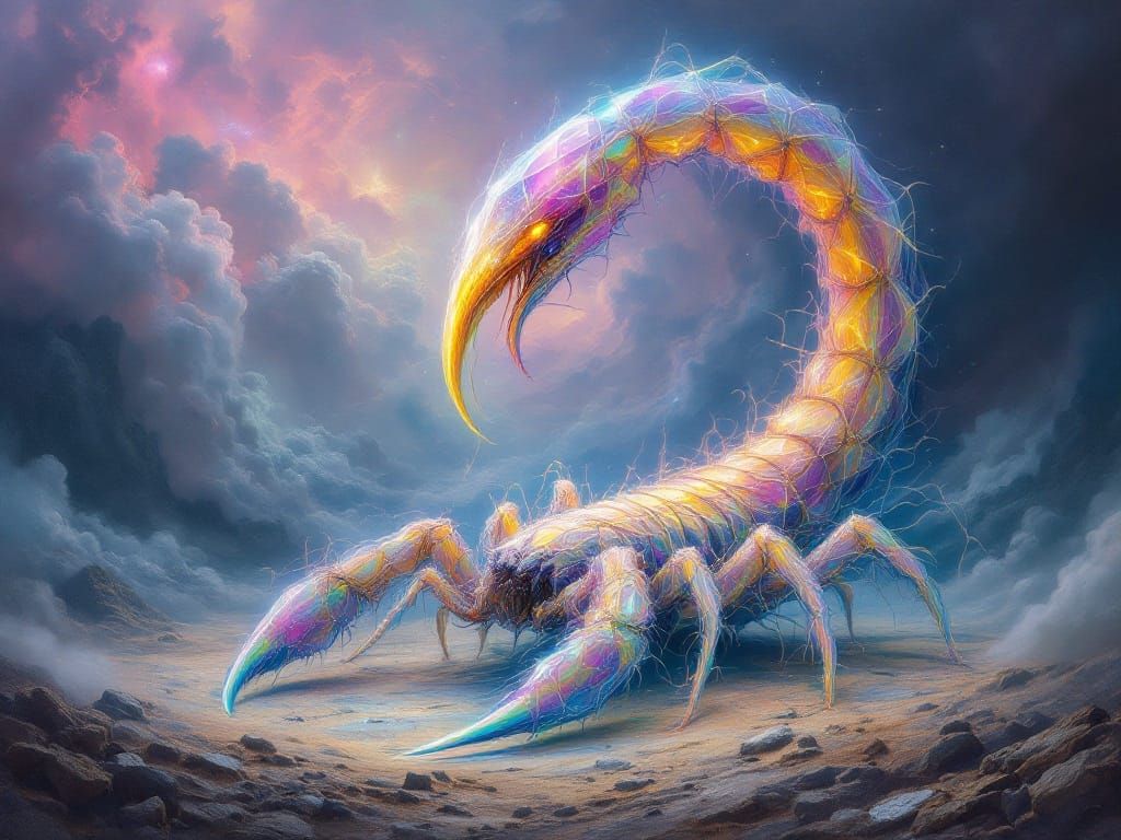 Ethereal Scorpion in Cyberpunk Dreamscape