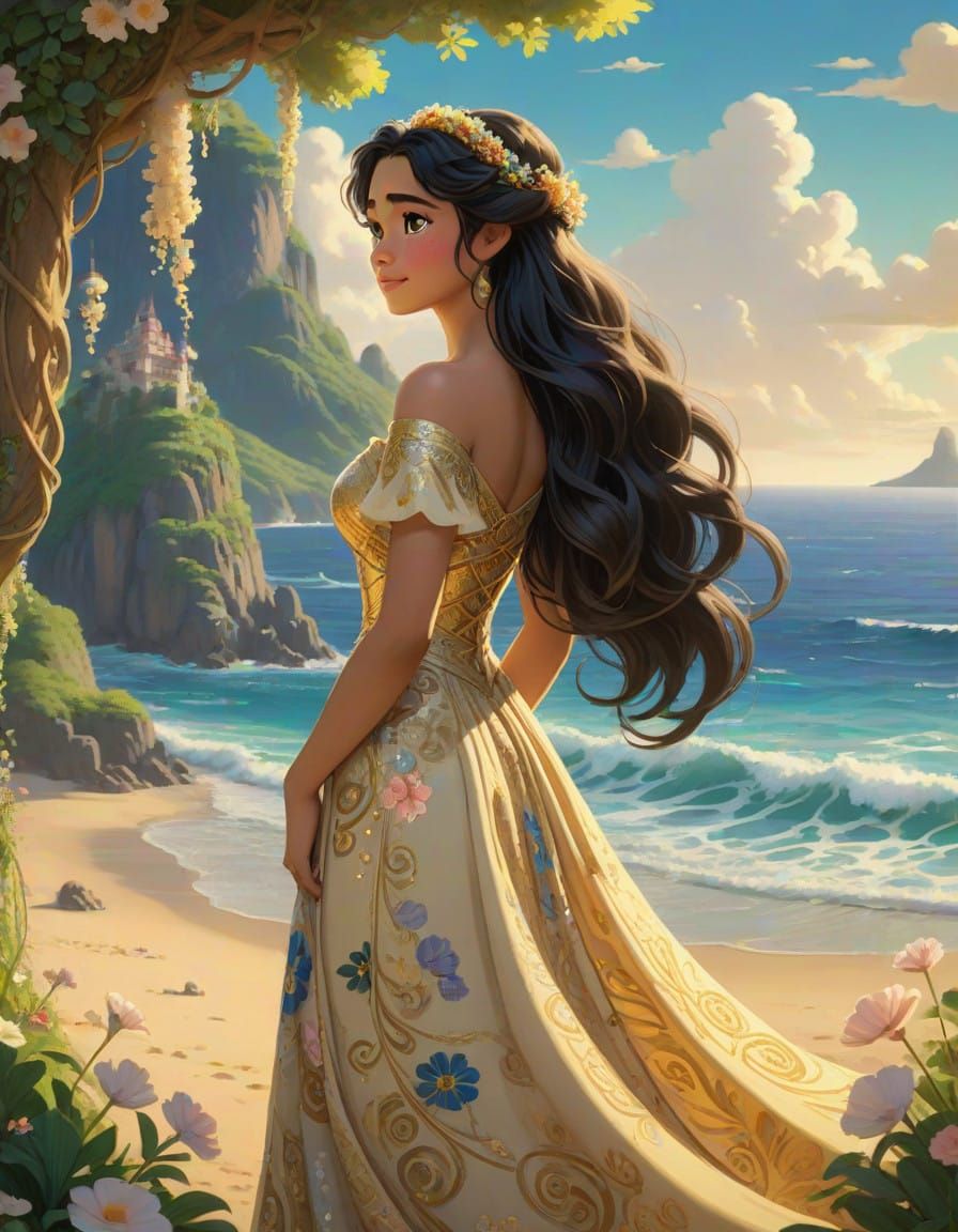 Polynesian Princess in Regal Island Gown