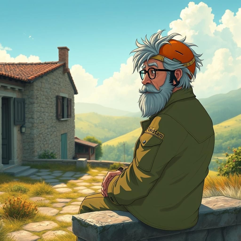Italian Geologist Resting, Ghibli-Inspired Anime Art