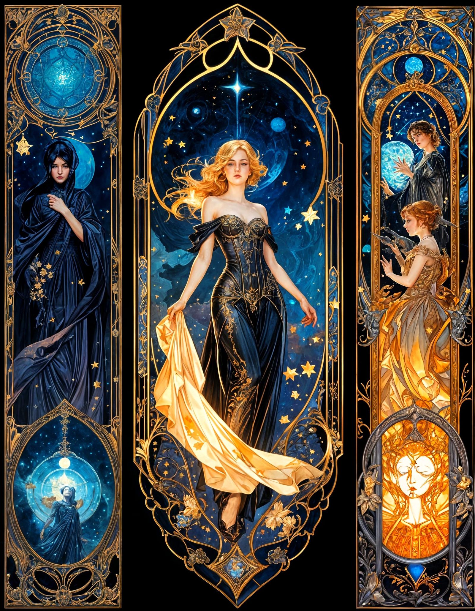 Art Nouveau Stained Glass Bookmark Design