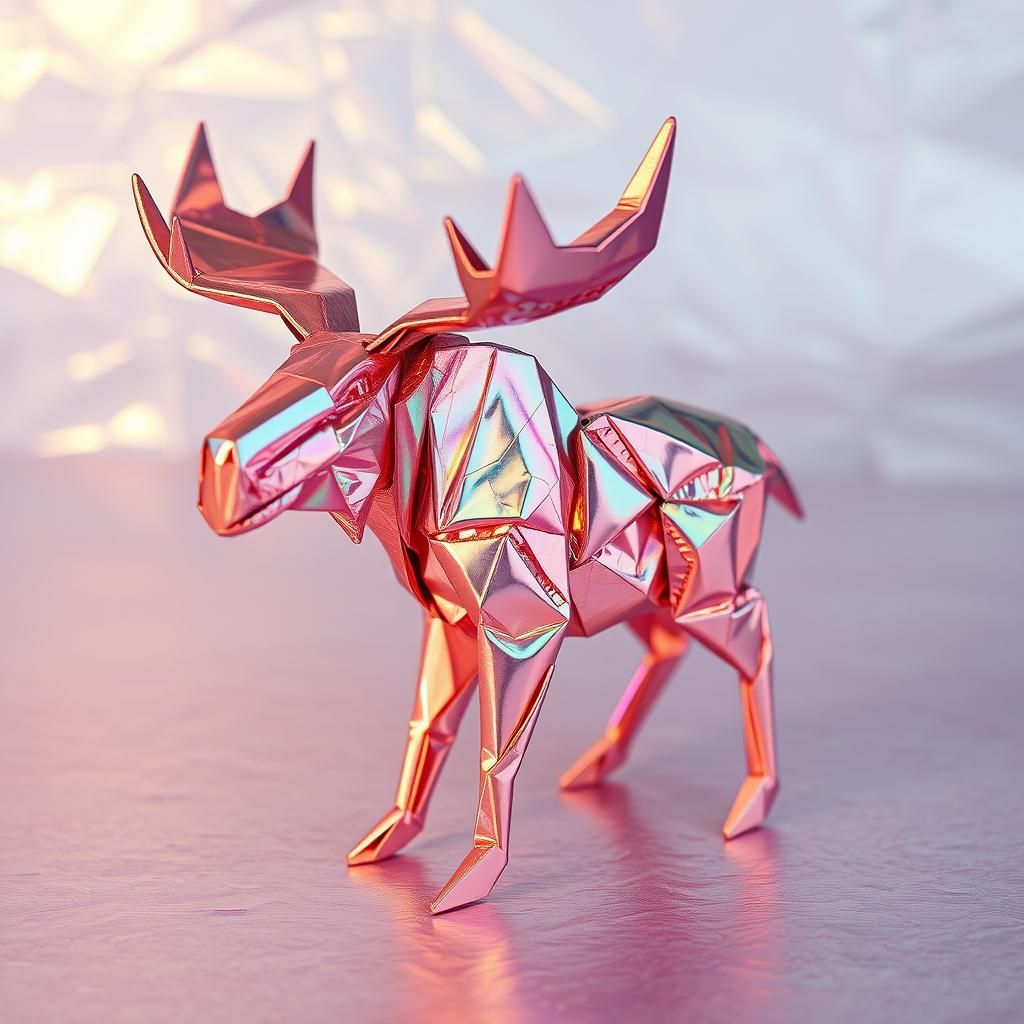 Iridescent Origami Moose with Shimmering Scales