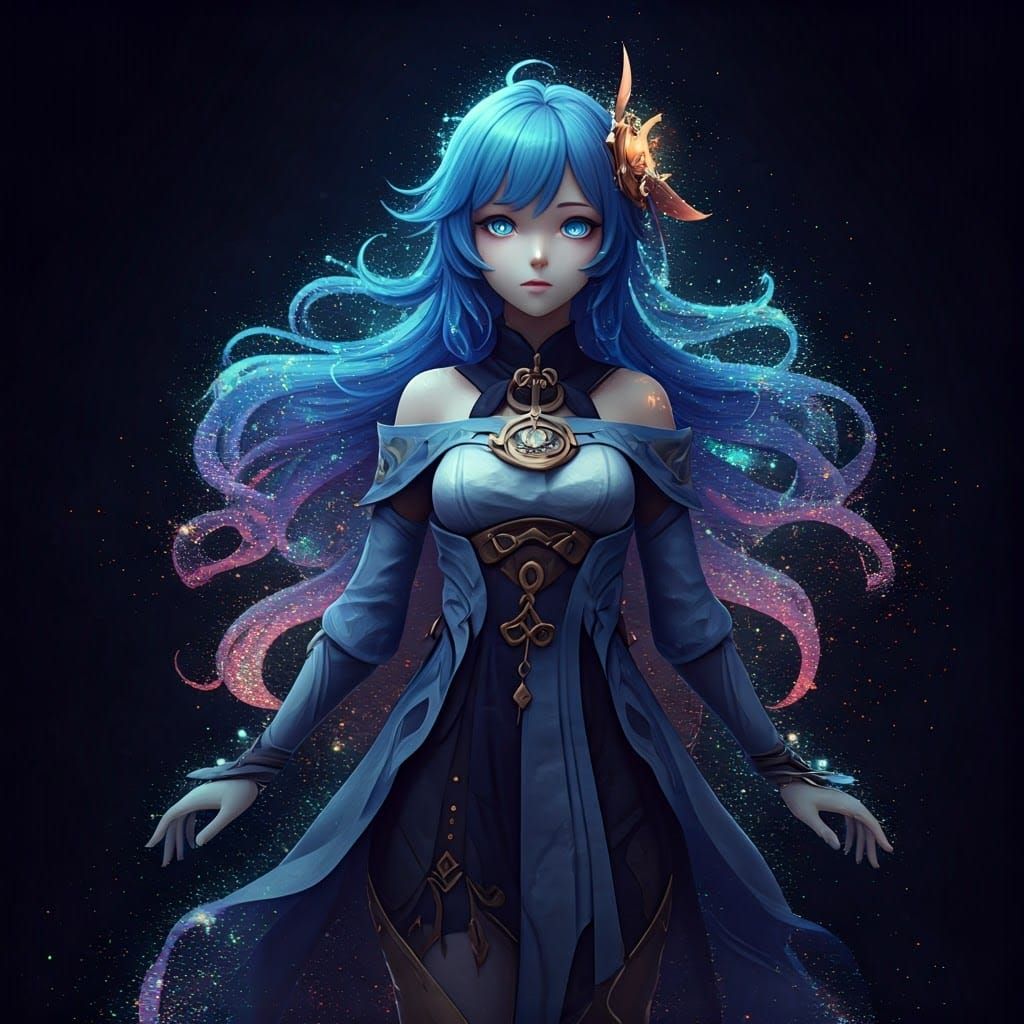 Ethereal Spectral Woman in Anime-Inspired 3D Art