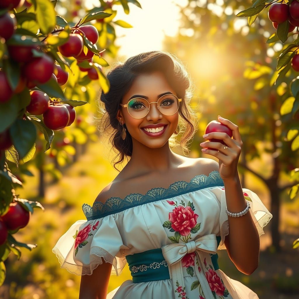 Mirabel Madrigal in a Ballgown Picking an Apple
