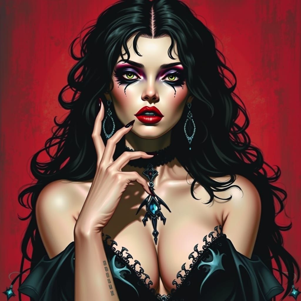 Gothic Beauty Portrait in Vintage Style