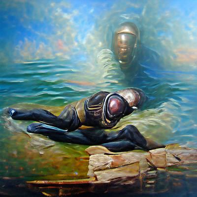 Graceless Diver: Digital Oil Painting