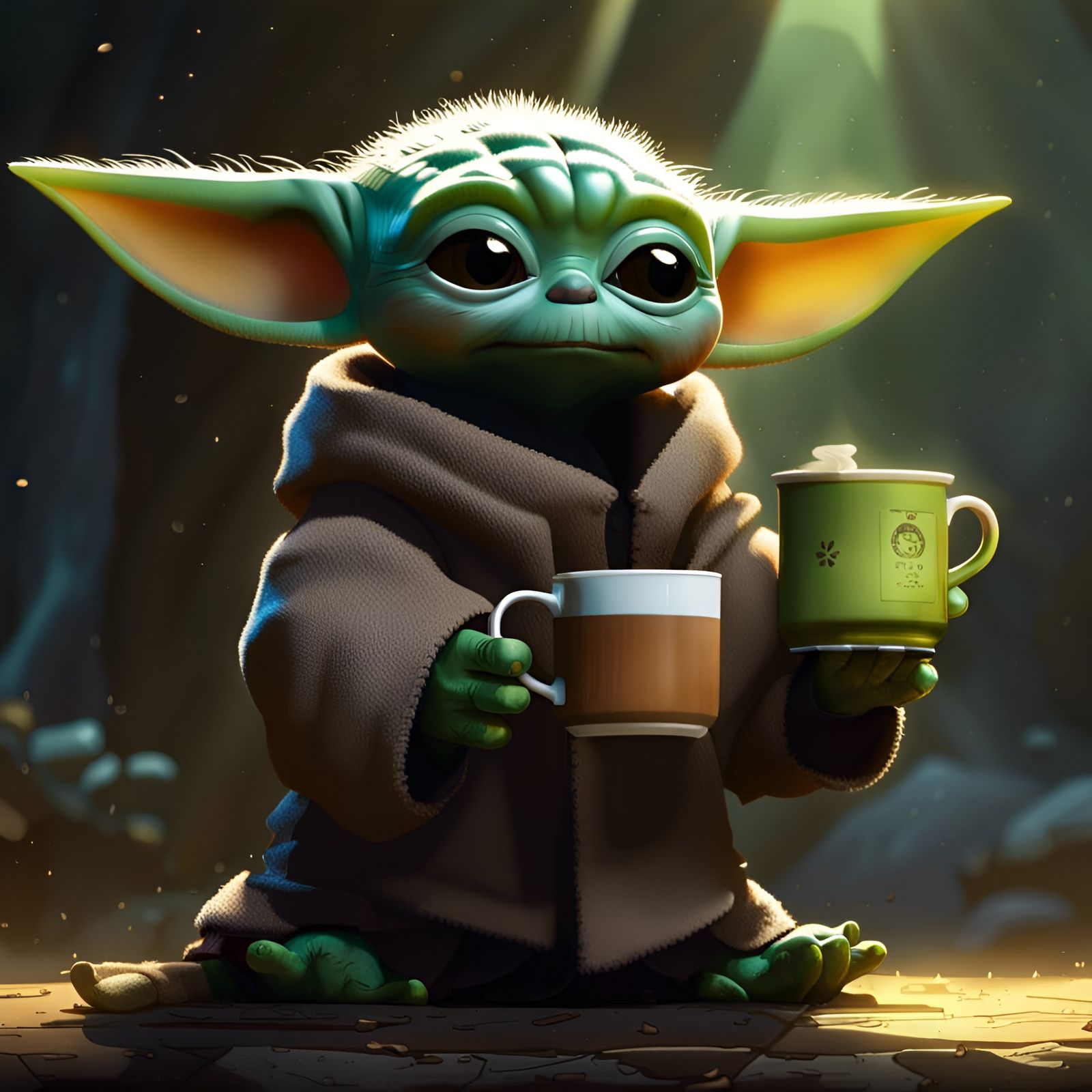 Baby Yoda as Calvin and Hobbes Character