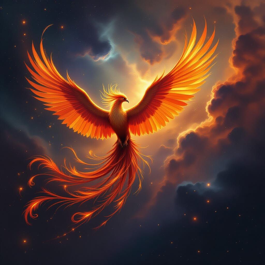 Majestic Phoenix Soars Through Cosmic Nebula