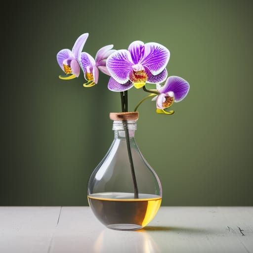 Orchid Flower Inside Glass Bottle