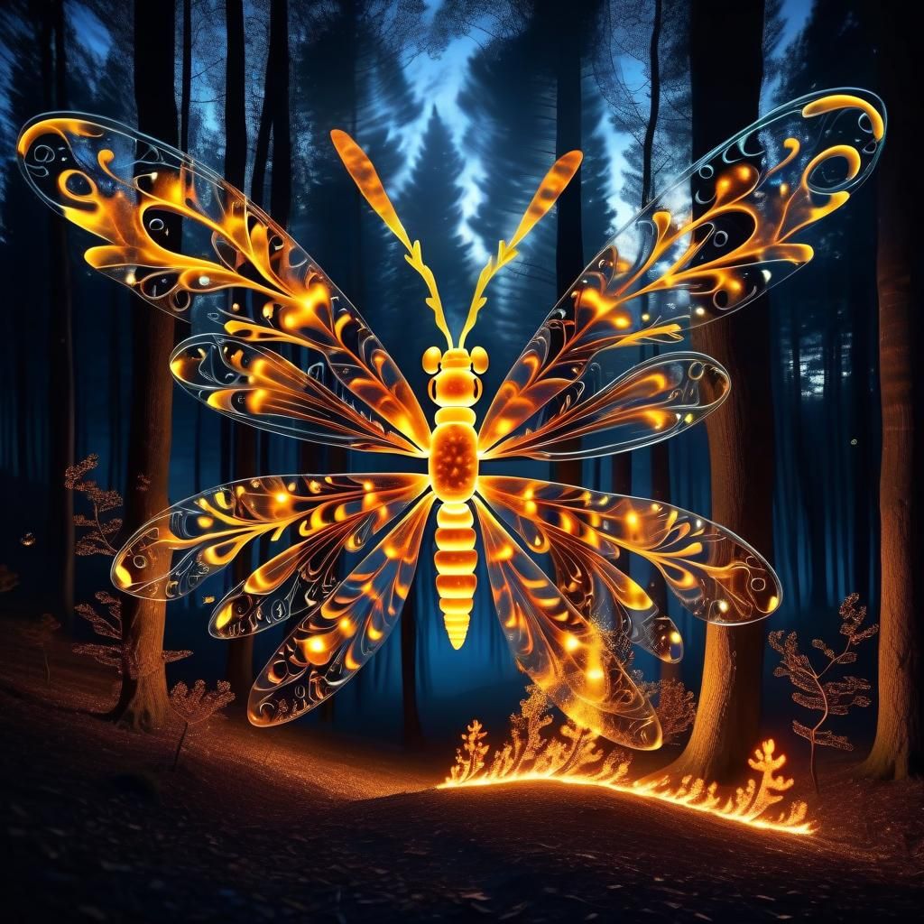 Surreal Firefly Made of Flickering Flames