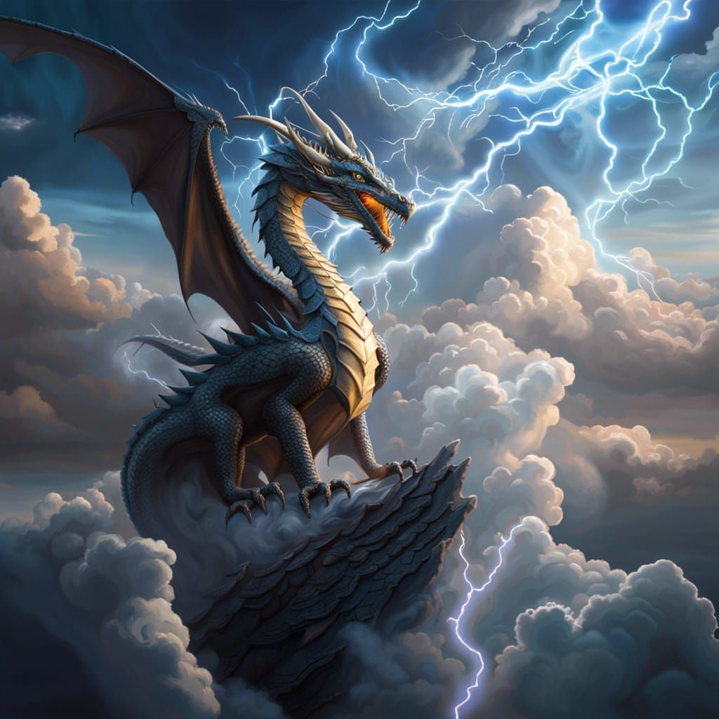 Epic Cloud Dragon in Dark Fantasy Concept Art