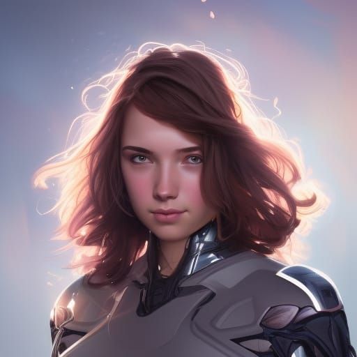 Superhero High School Student Portrait in Art Nouveau Style