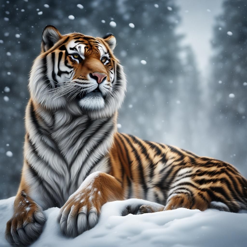 Elegant Siberian Tiger in Snowy Landscape