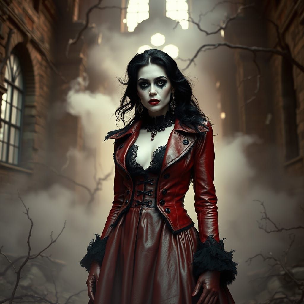 Gothic Victorian Beauty in Mysterious, Surreal Landscape