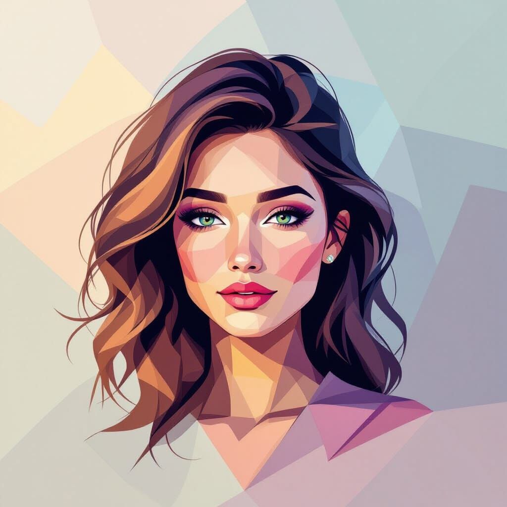 Polygonal Gemstone Icon in Complementary Colors