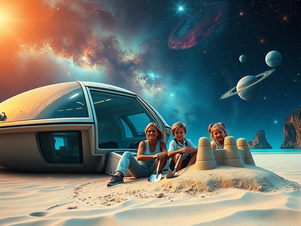 Alien Family Photo Inside Spaceship on Waterworld