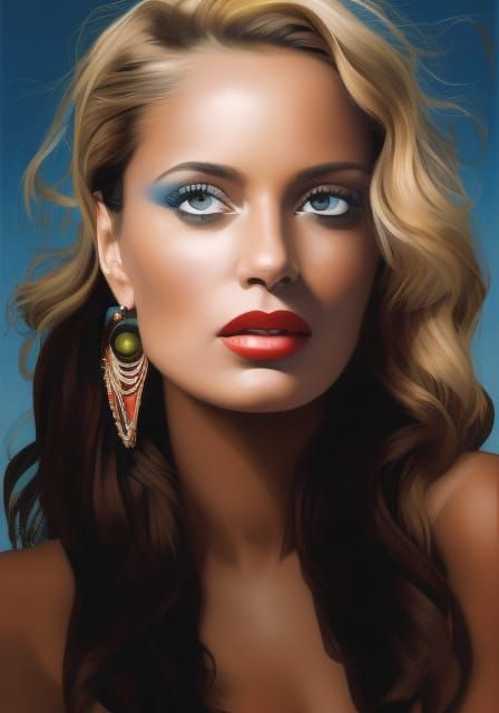 Beautiful Woman in Bikini Top: Digital Art