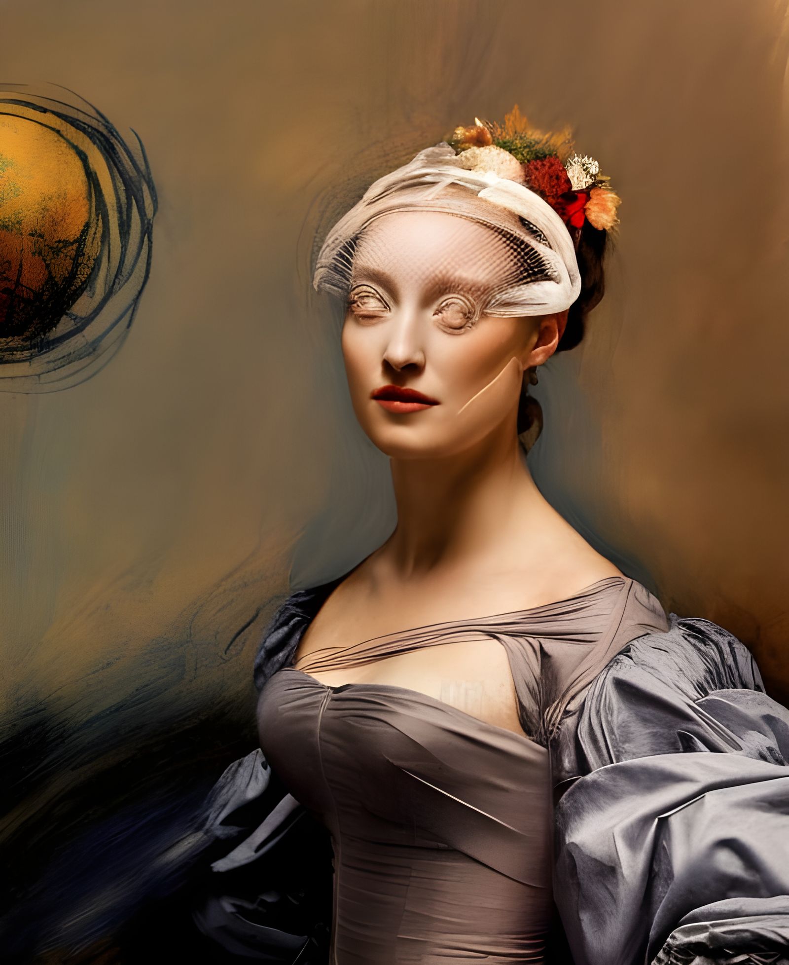 Renaissance Woman Fitting Gown: Photorealistic Portrait