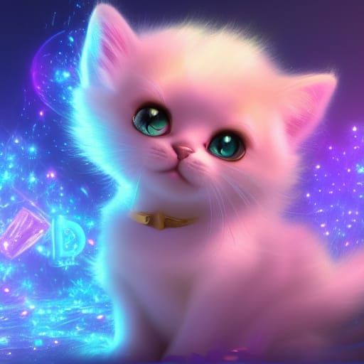 Cute Baby Cat Surrounded by Crystalline Candy