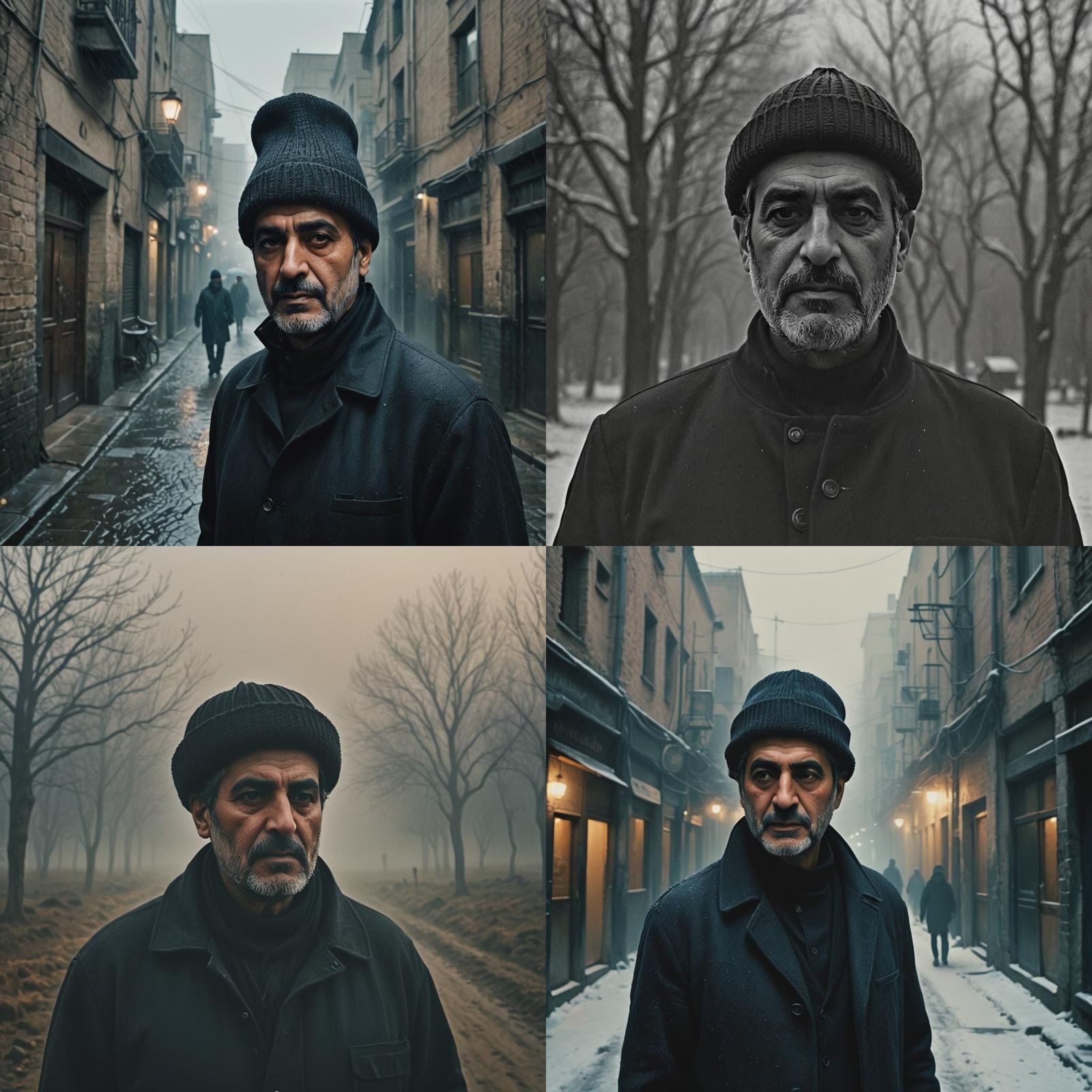 Dramatic Film Still of Middle-Aged Iranian Man
