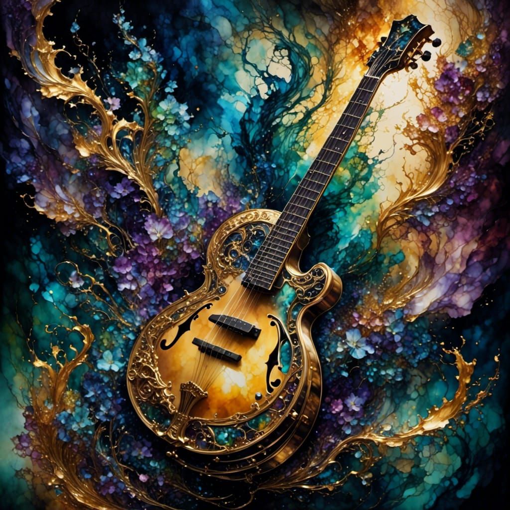 Fantasy Banjo with Molten Gold Splash
