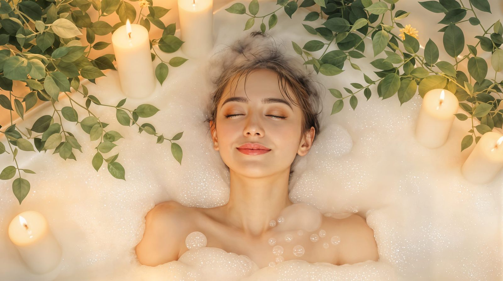 Soaking Bliss in a Tranquil Bath Scene
