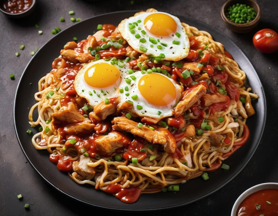 Delicious American Chopsuey with Fried Egg Topping