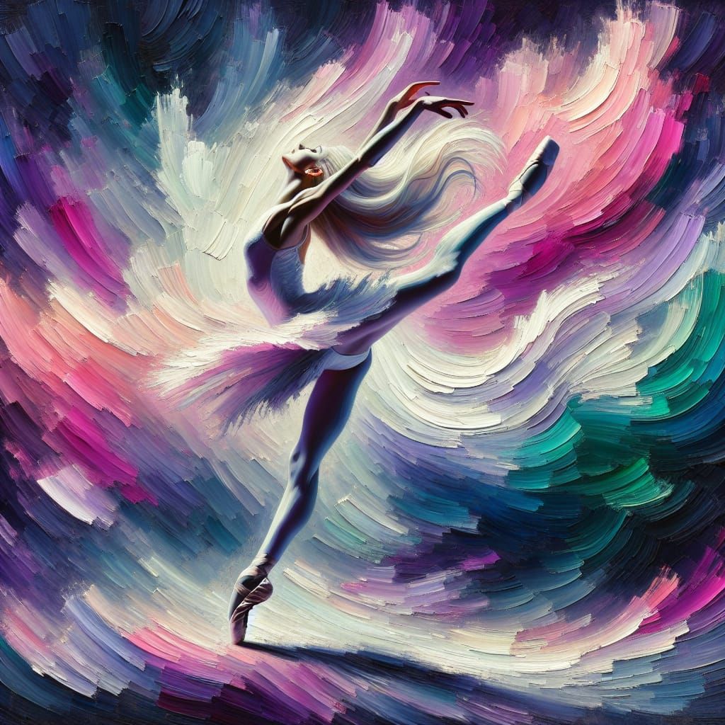 Ballerina in Motion: Impasto Ballet Art