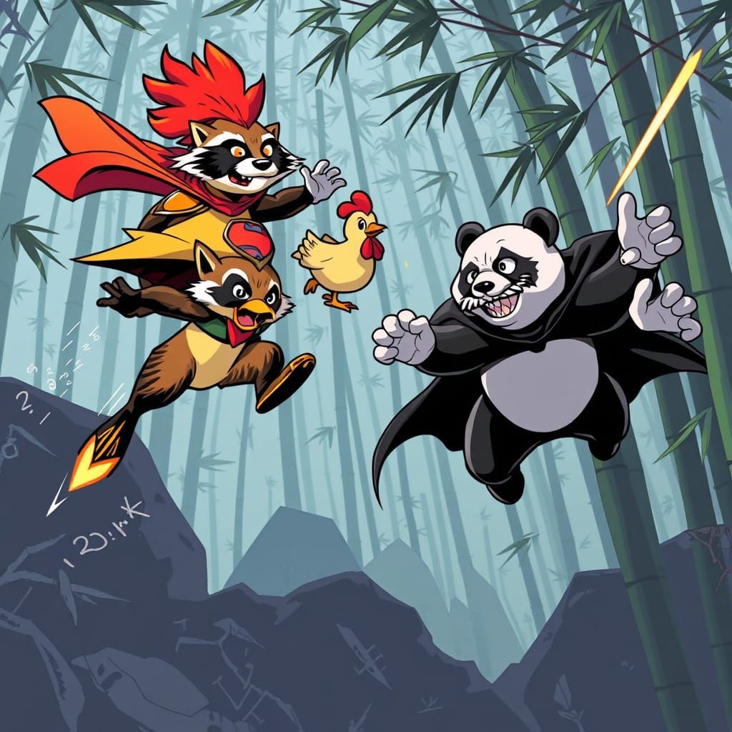 Heroic Raccoon and Chicken Duo Confront Diabolical Bamboo Th...