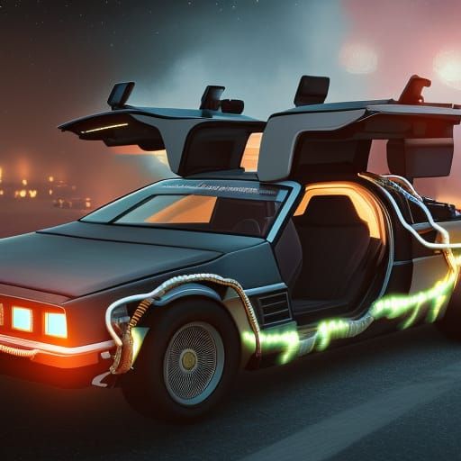 Back to the Future Car in Detailed Matte Painting