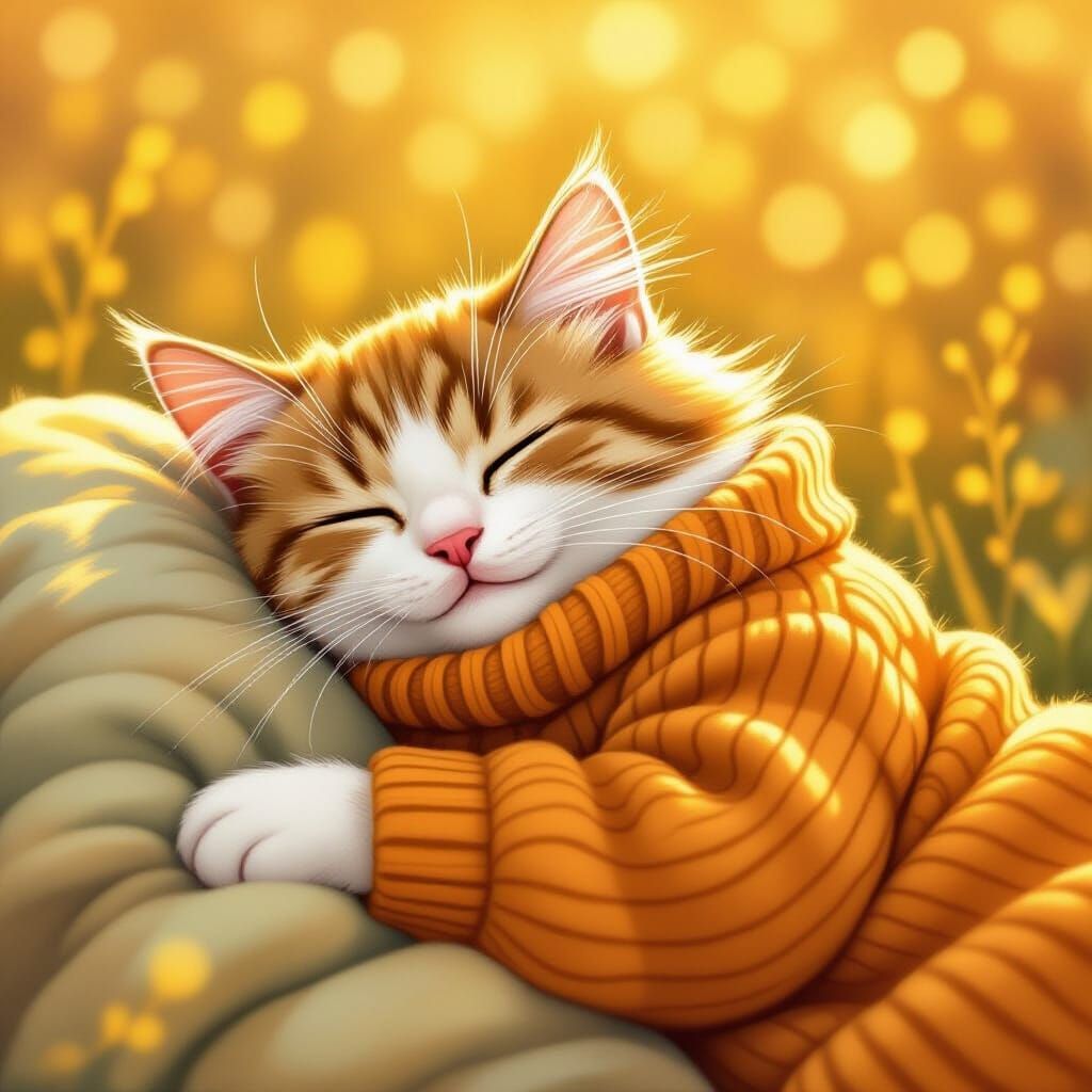 Cozy Cat Nap in Beatrix Potter Style