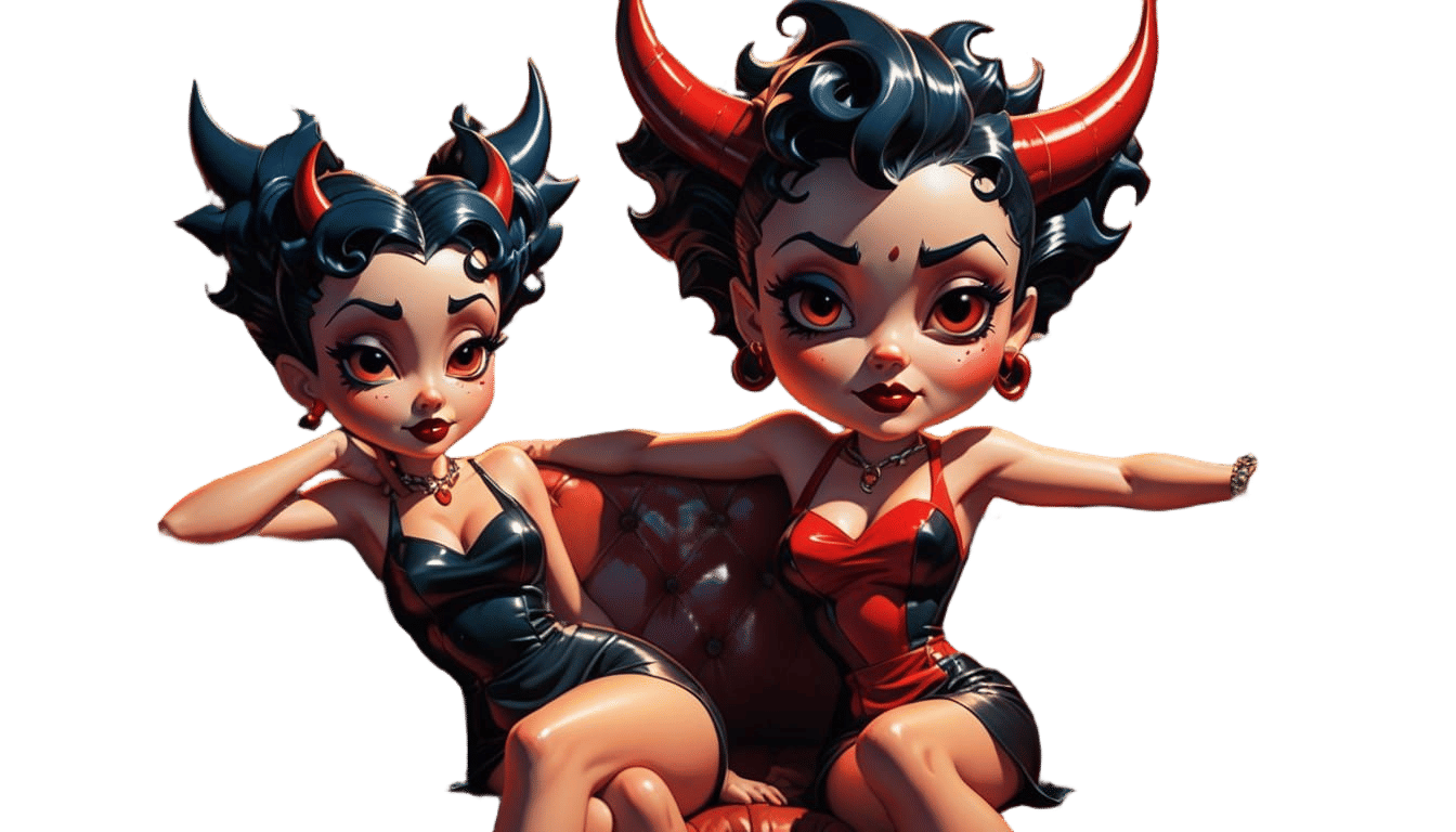 Betty Boop and Devil Together, Hyperrealistic Splash Art