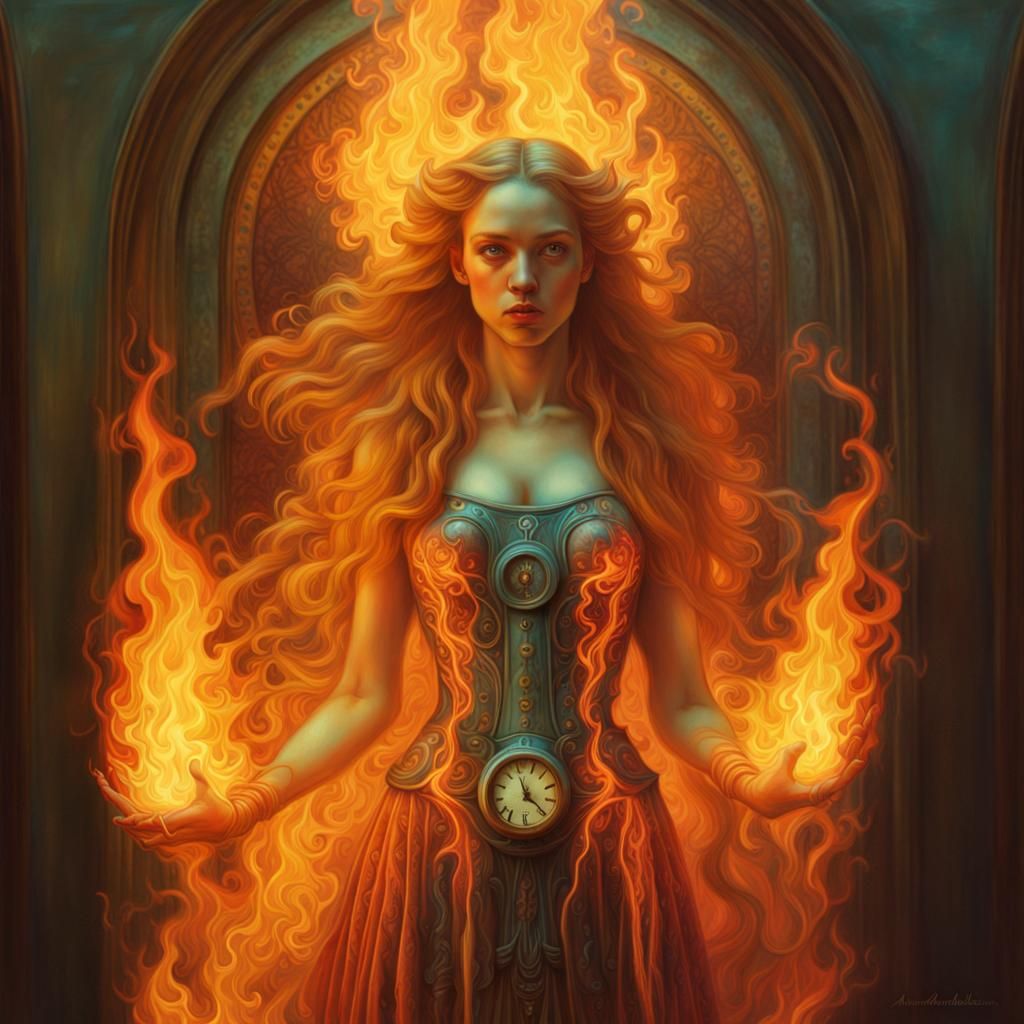 Iridescent Flames in a Retro Style